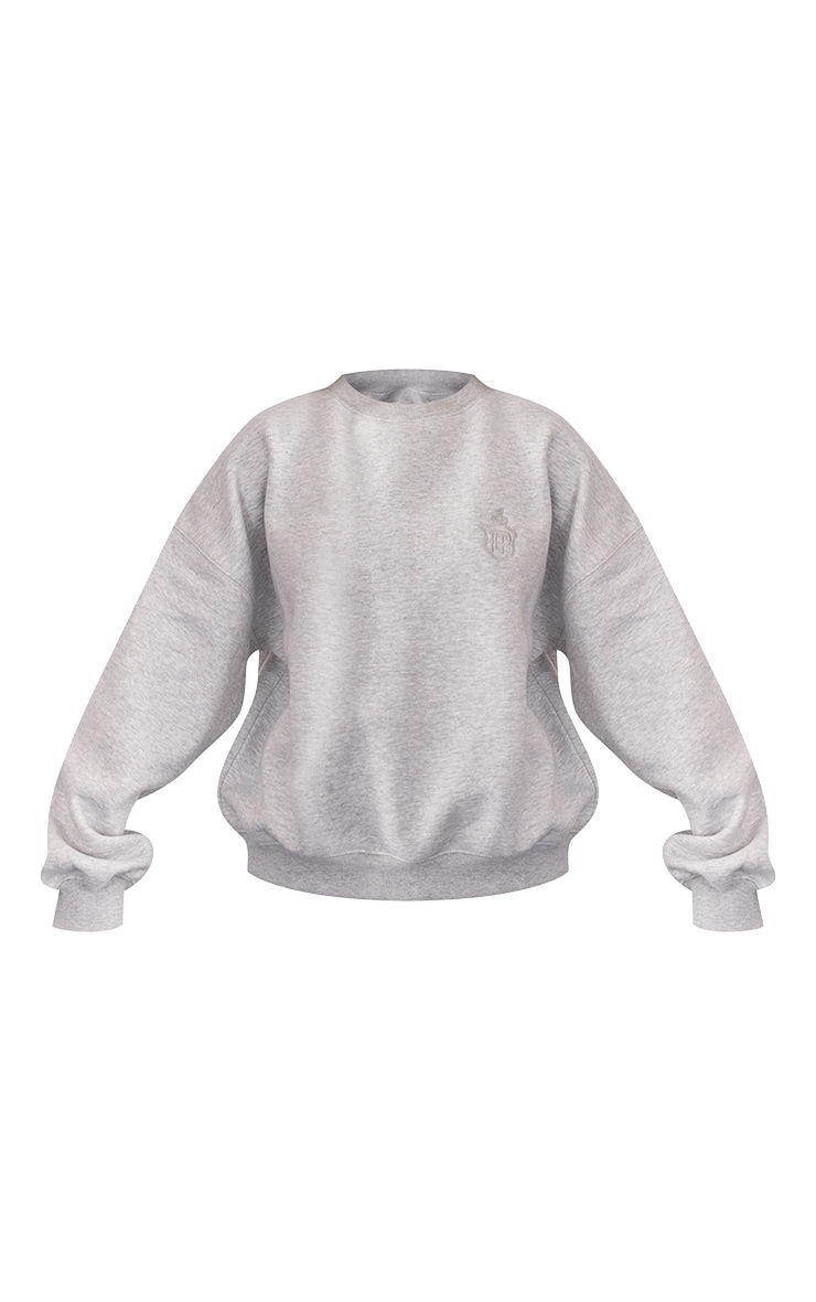 Ash Grey Embroidered Oversized Sweatshirt image 5