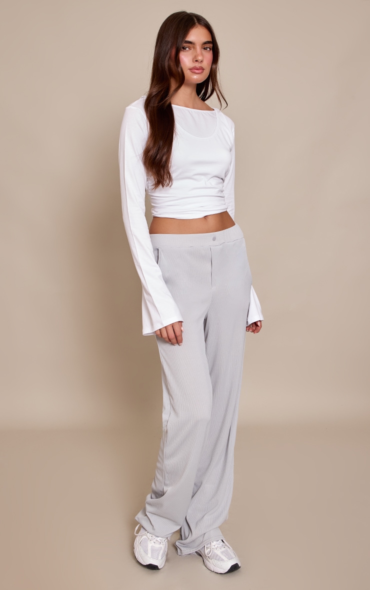 Grey Boyfriend Style Wide Leg Pant image 2