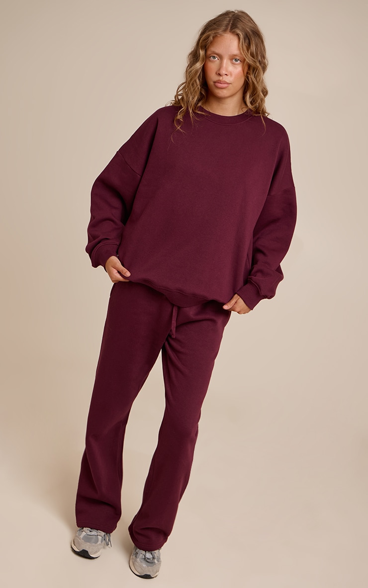 Wine Oversized Sweat Tracksuit Set image 3
