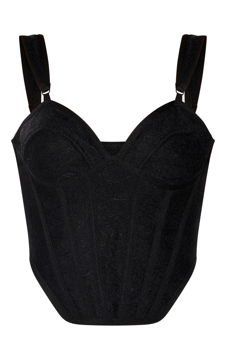 Black Bandage Lace Overlay Dip Hem Bust Cup Corset image 5