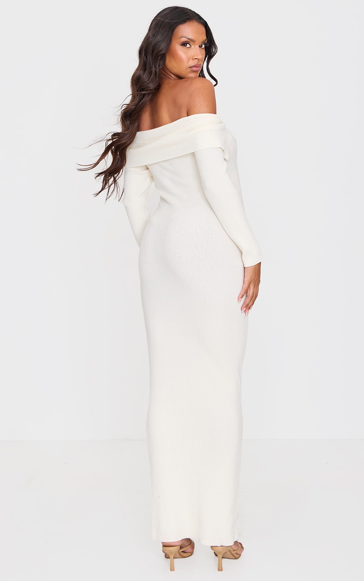 Maternity Cream Off The Shoulder Rib Knit Maxi Dress image 2