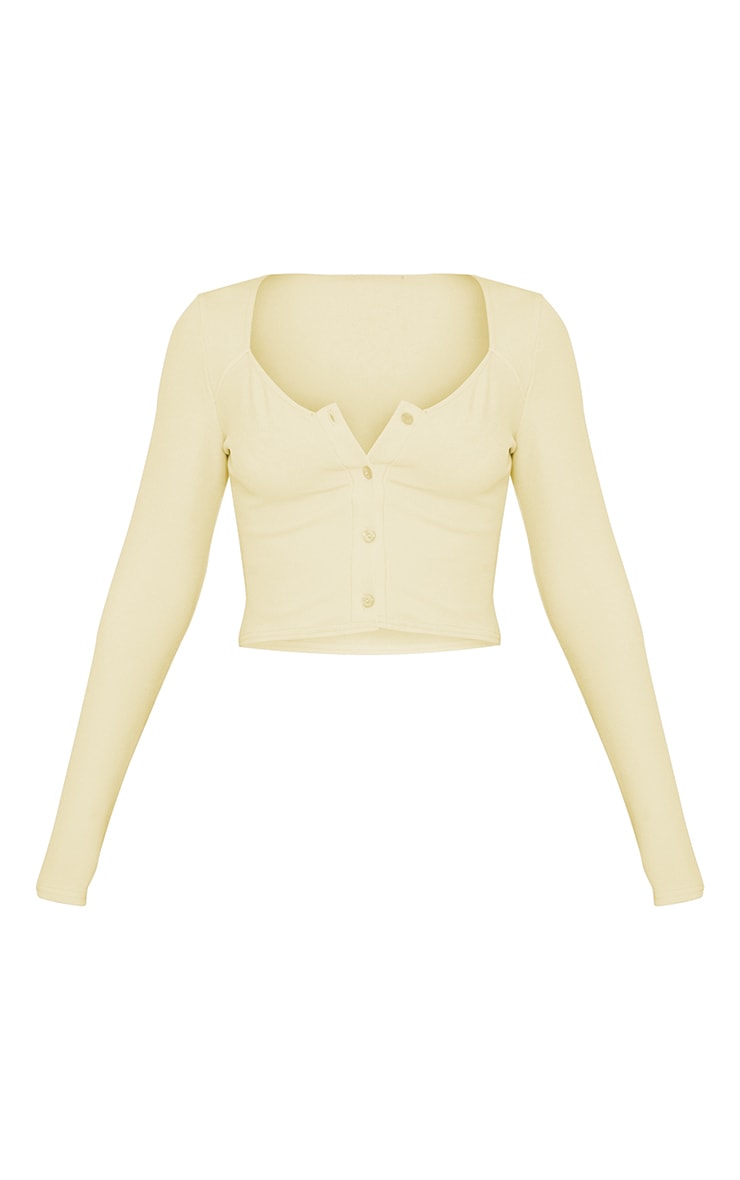 Cream Textured Rib Button Front Top image 5