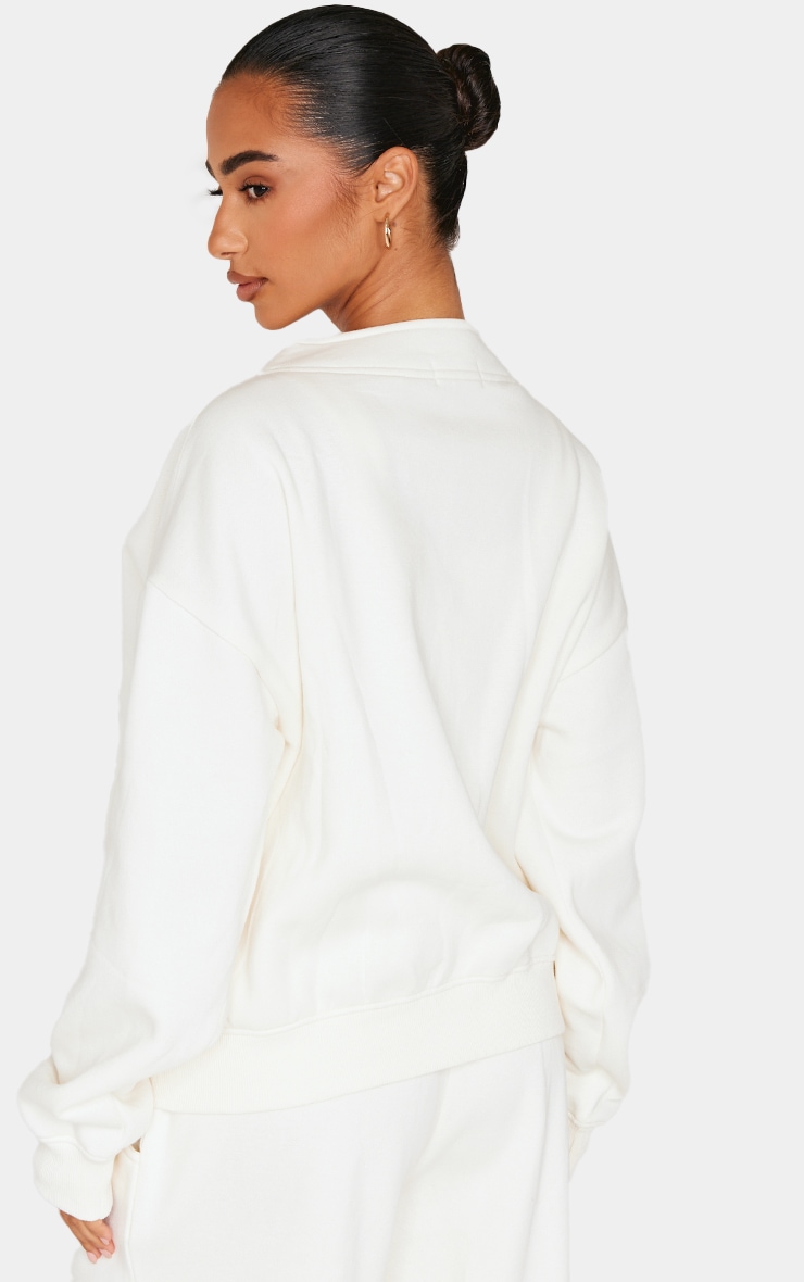 Petite Cream Button Up Side Pocket Sweatshirt image 2