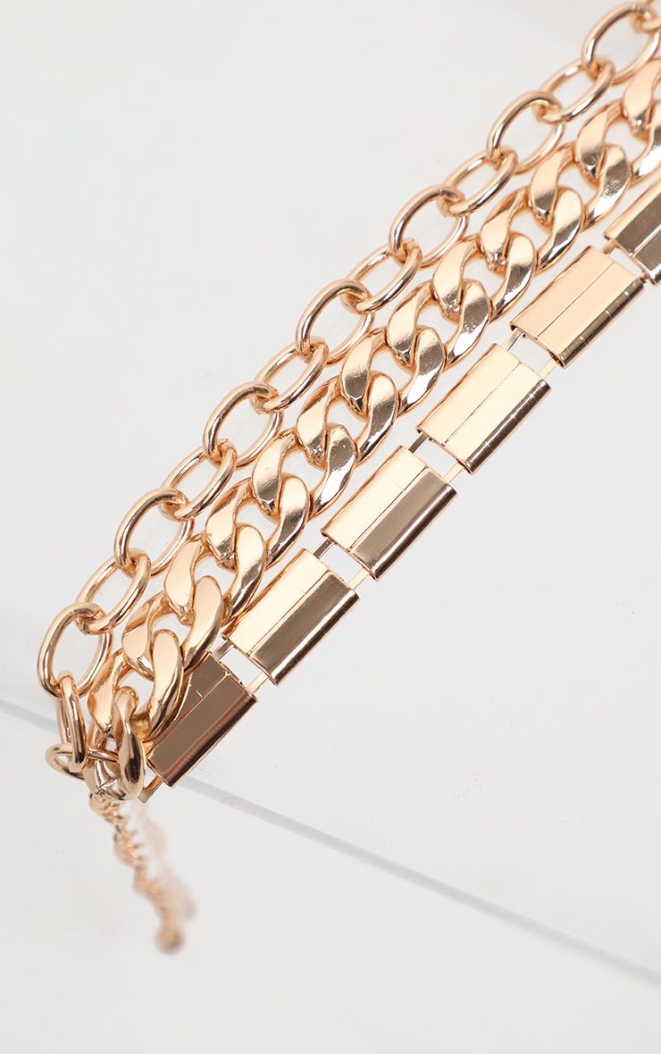 Gold Triple Chain Bracelet image 2