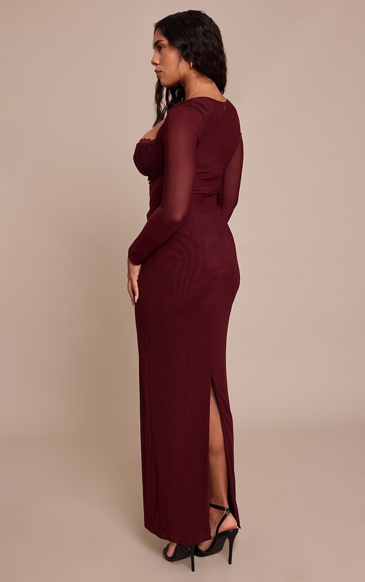 Shape Plum Mesh Lace Insert Corseted Maxi Dress image 2