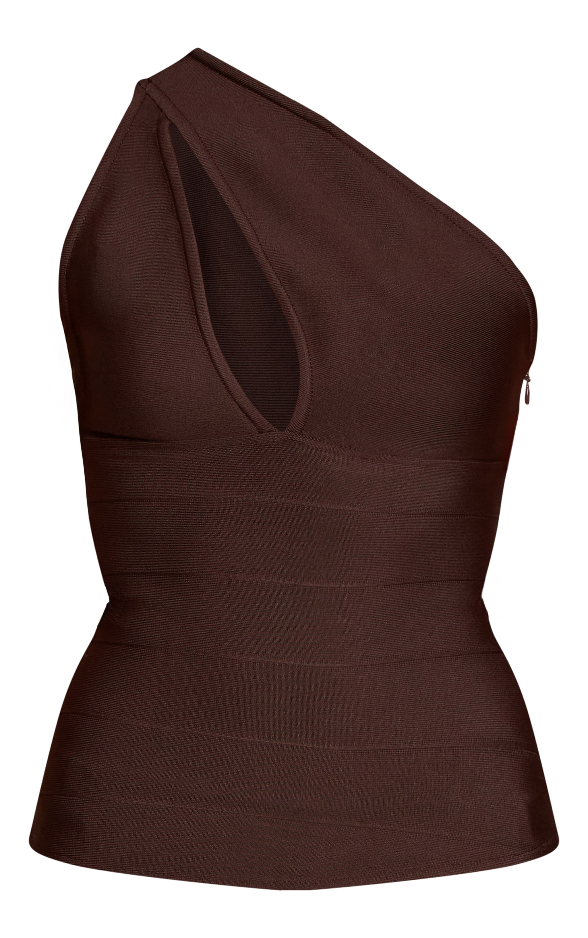 Chocolate Bandage Asymmetric One Shoulder Top image 5