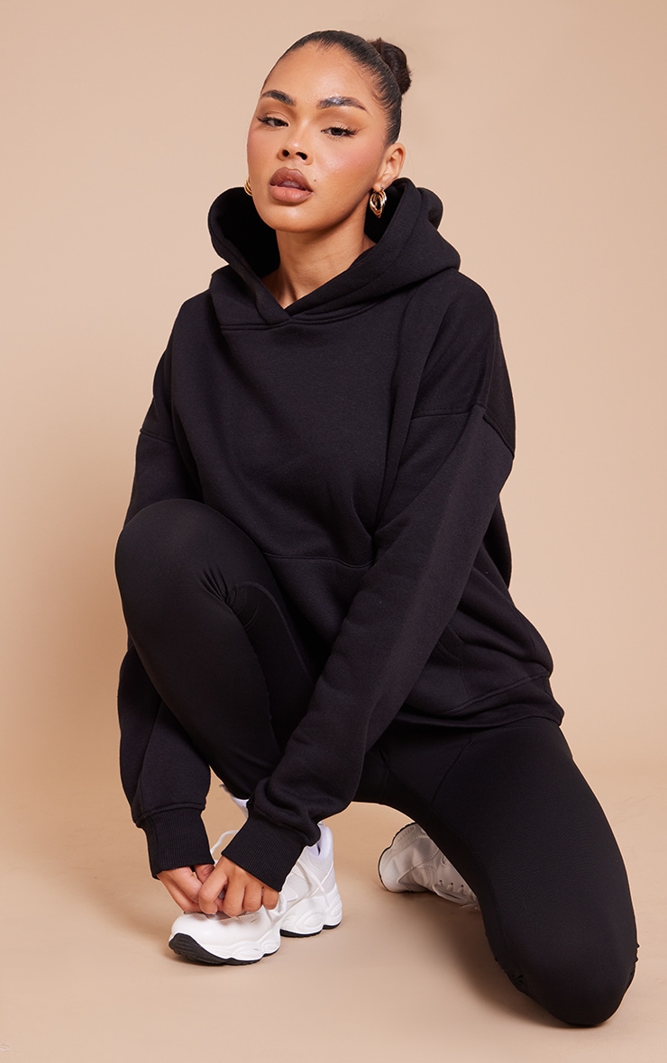 PRETTYLITTLETHING Black Academy Puff Back Print Hoodie image 2