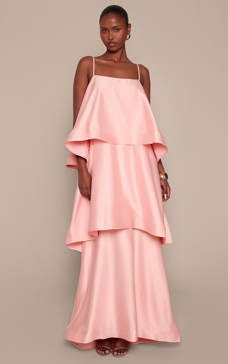 Light Pink Structured Tiered Maxi Dress image 1