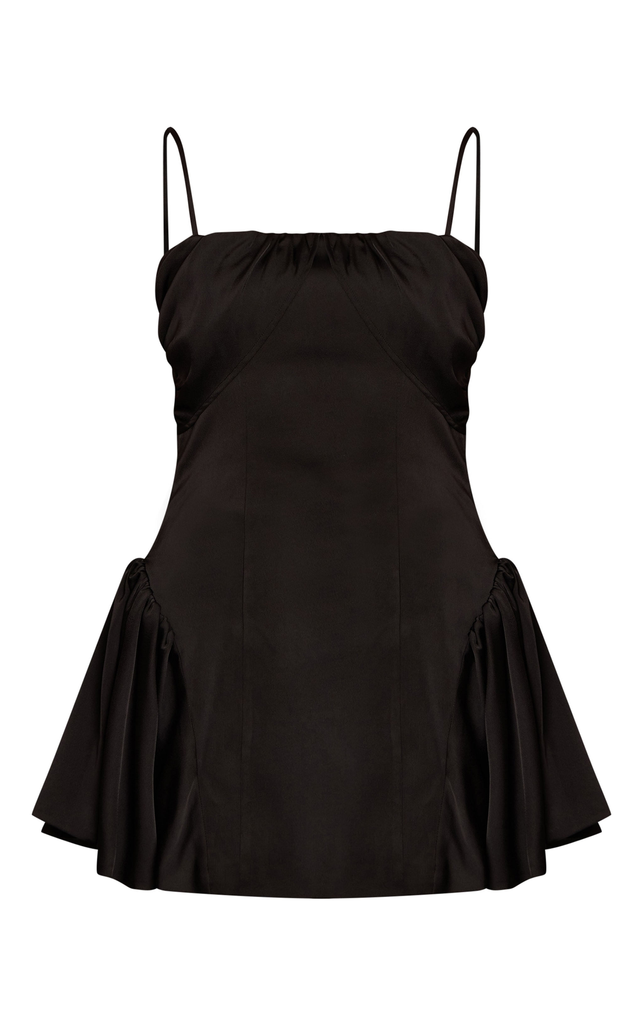 Black Satin Shift Mini Dress image 5