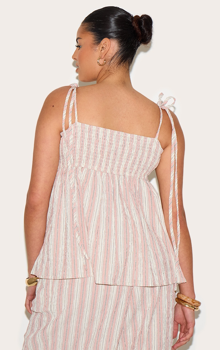 Plus Pink Woven Textured Striped Floaty Top image 2