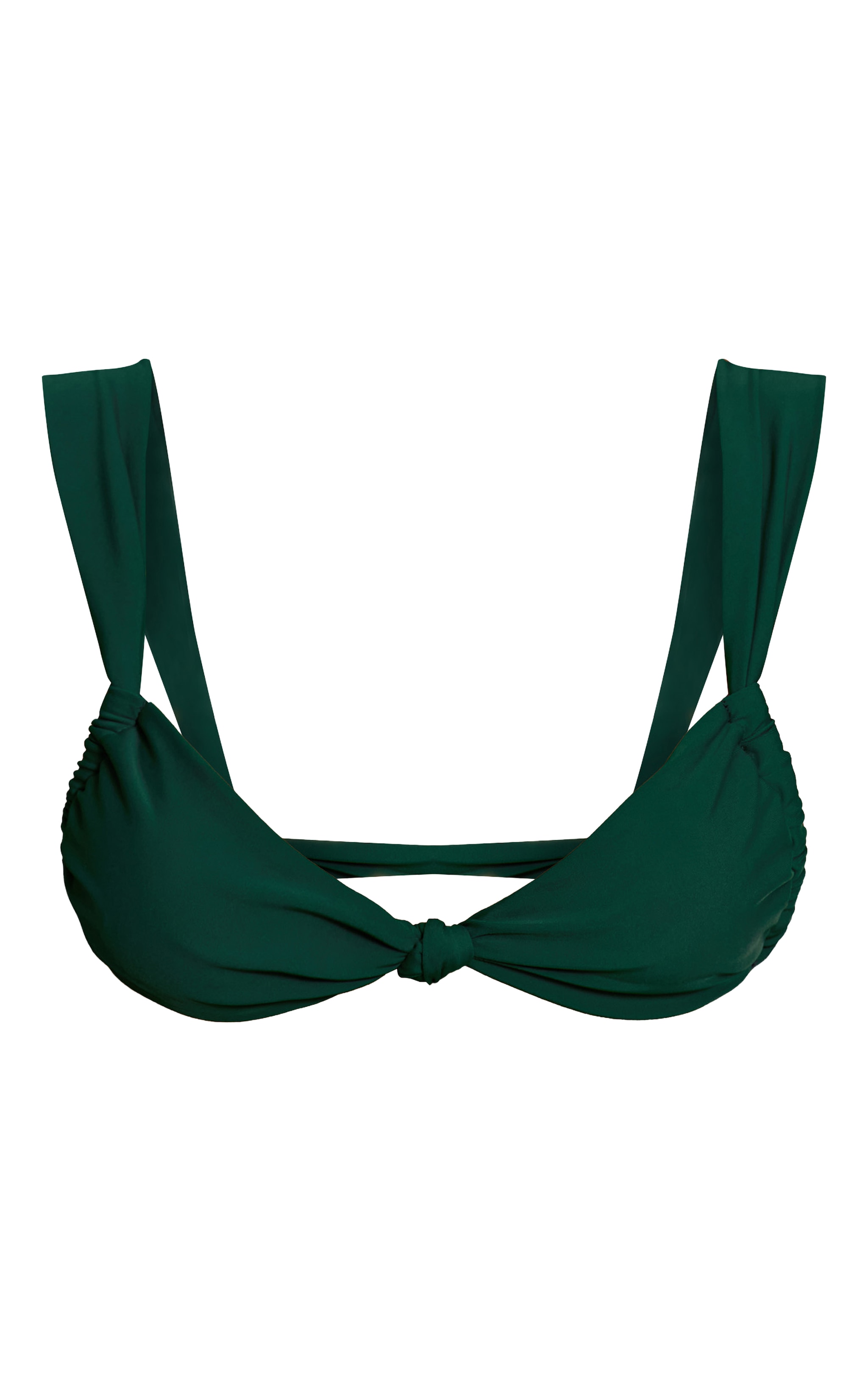 Haut de maillot de bain vert émeraude noué devant à bonnets froncés image 5
