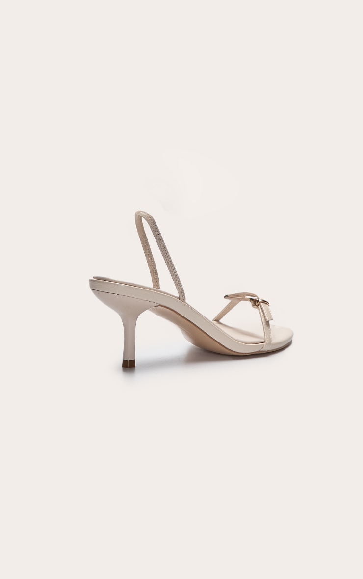 Cream Crinkle Buckle Sling Back Round Toe Heeled Sandal image 4