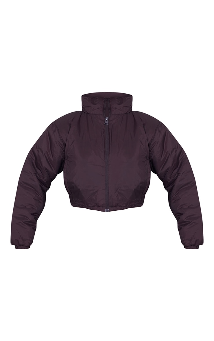 Burgundy Basic Cropped Toggle Hem Puffer image 5