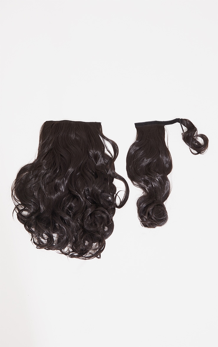 Lullabellz Extensions & queue de cheval bouclées Ultimate Half Up Half Down 55cm Dark Brown image 5