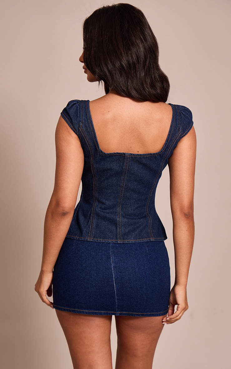 Petite Indigo Denim Cinched Strappy Top image 2