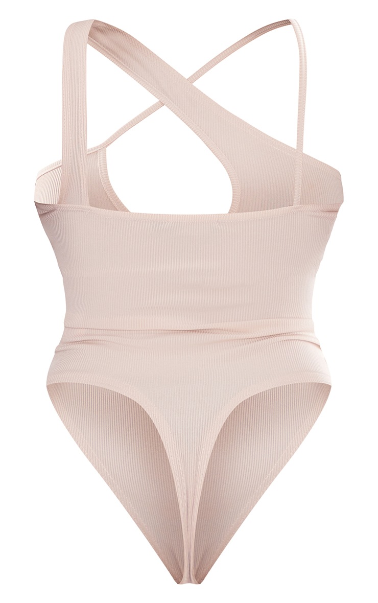Shape Stone Rib Asymmetric Strap Bodysuit image 5