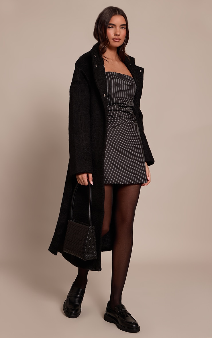 Robe bustier moulante brossée noire à fines rayures image 3