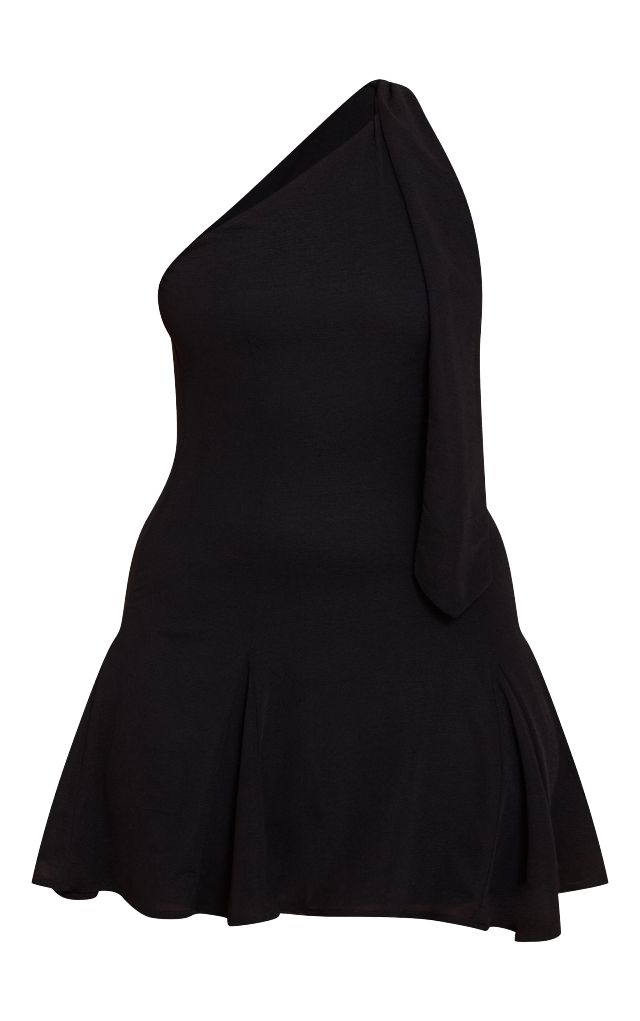 Black Tie Neck Godet Shift Dress image 5