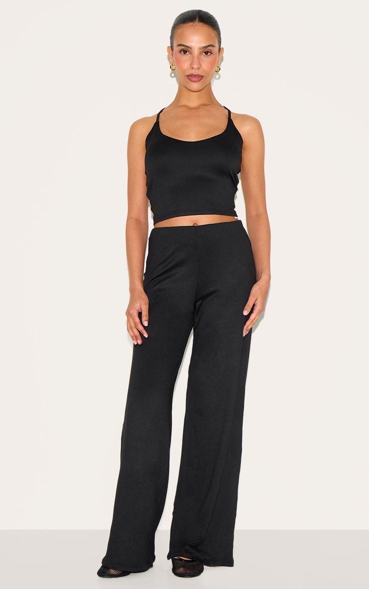 Petite Black Cross Front Strappy Top image 3