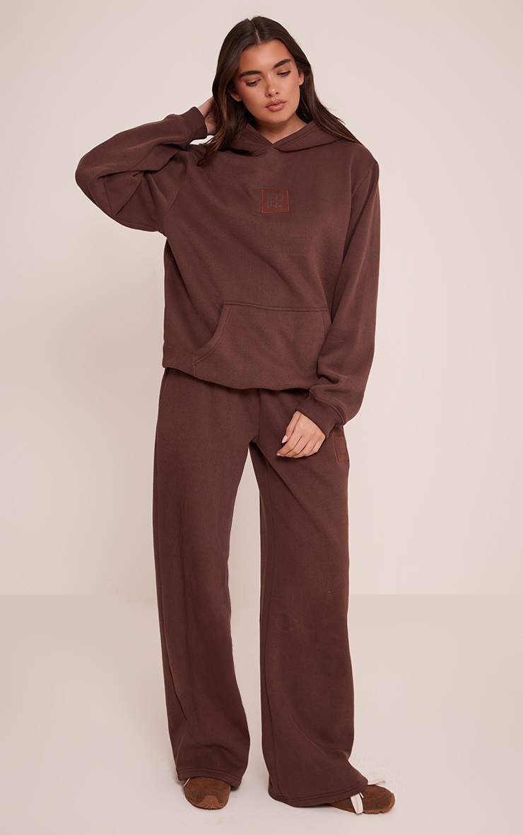 Chocolate PLT Badge Cotton Fleece Straight Leg Joggers image 1