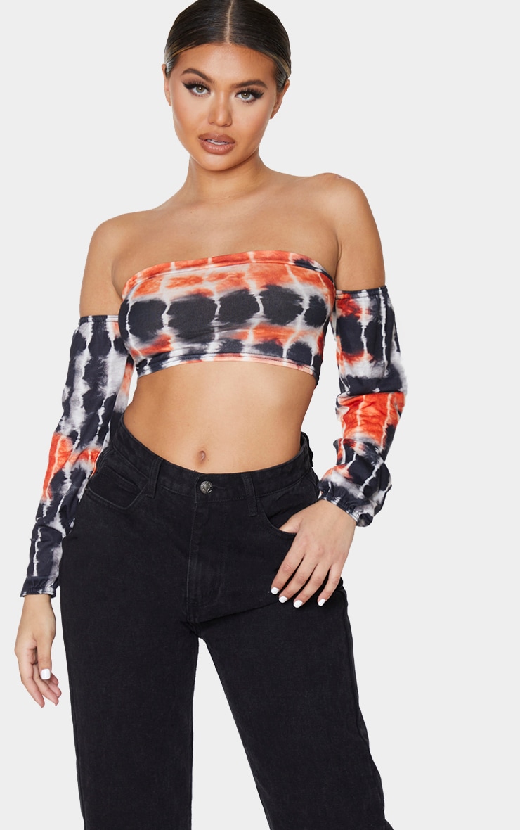 black off the shoulder crop top