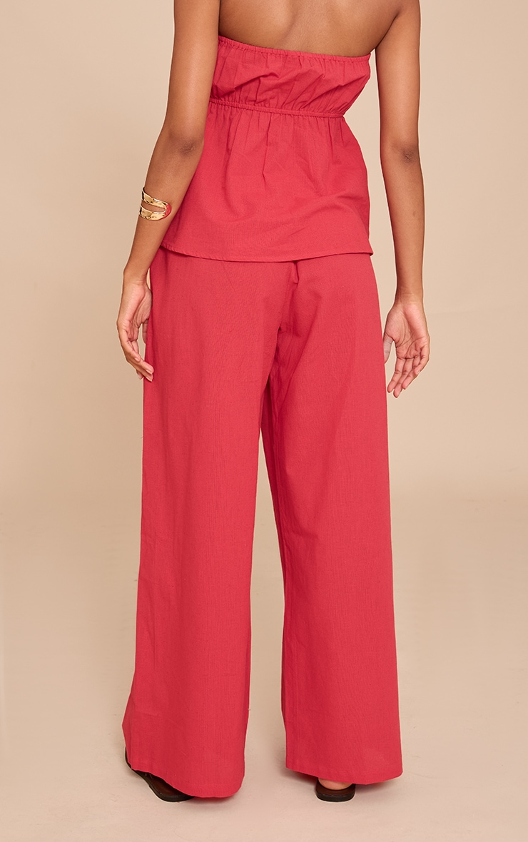 Tomato Red Floaty Wide Leg Pants image 3