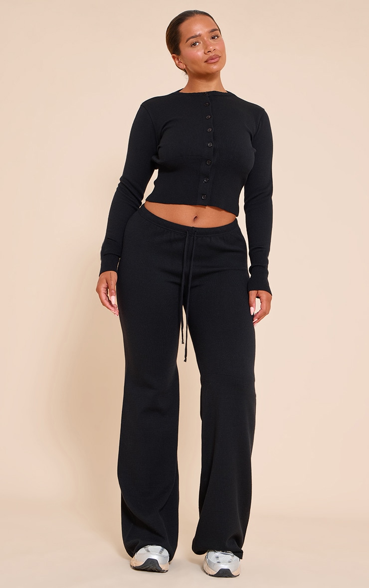 Shape BLACK Knitted Button Front Wide Rib Cardigan image 3