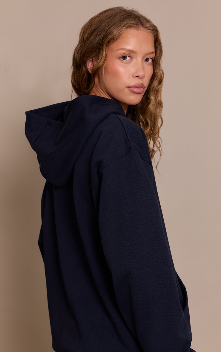 PLT Navy 440 GSM Heavyweight Cotton Loopback Hoodie image 2