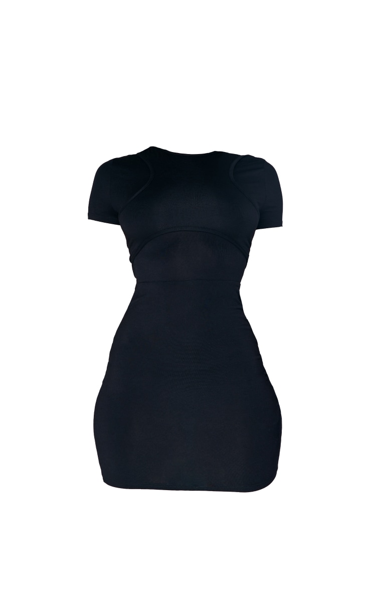 Black Jersey Panel Detail T Shirt Dress image 5