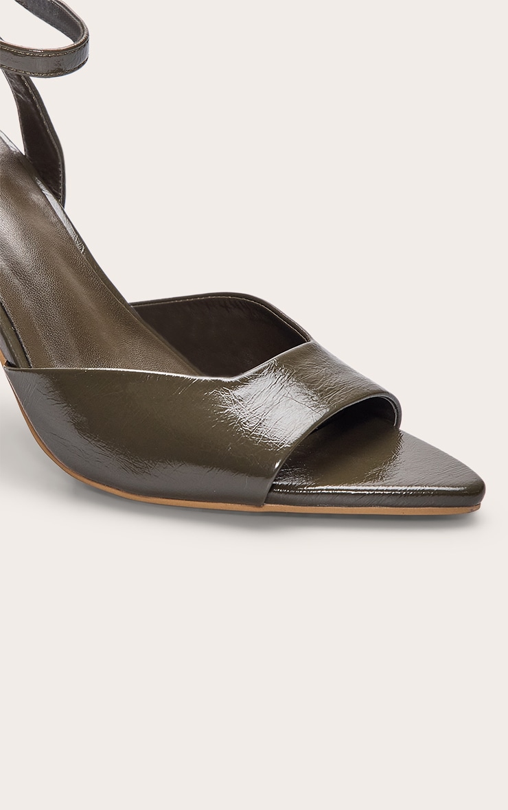 Olive Point Toe Vamp Strap High Stiletto Heeled Sandals image 5