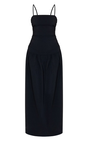 BLACK CROCHE MAXI DRESS W/SPAG STRAPS