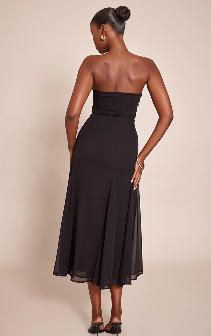 Black Bandeau Godet Midaxi Dress image 2