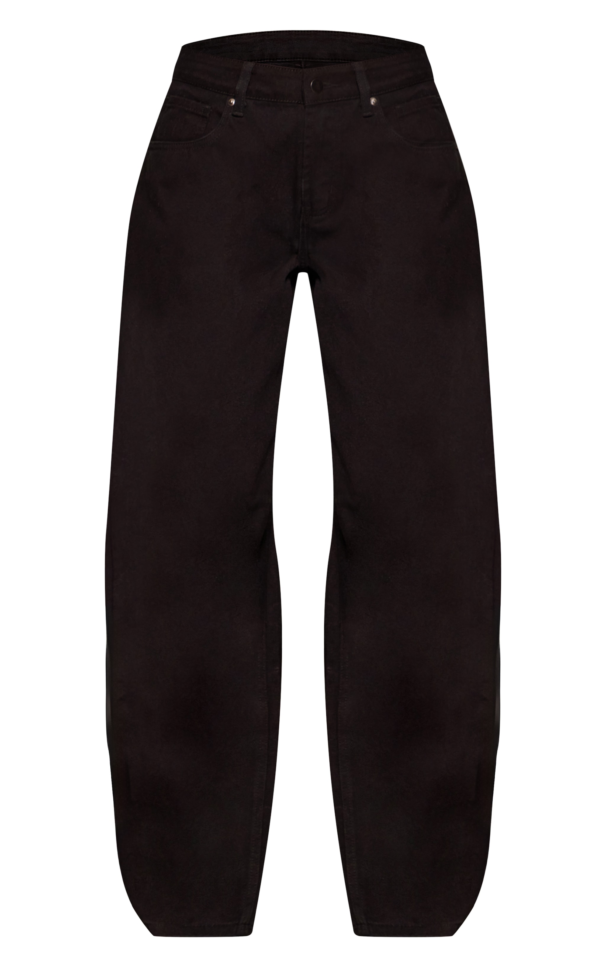 Washed Black Low Rise Barrel Jeans image 5