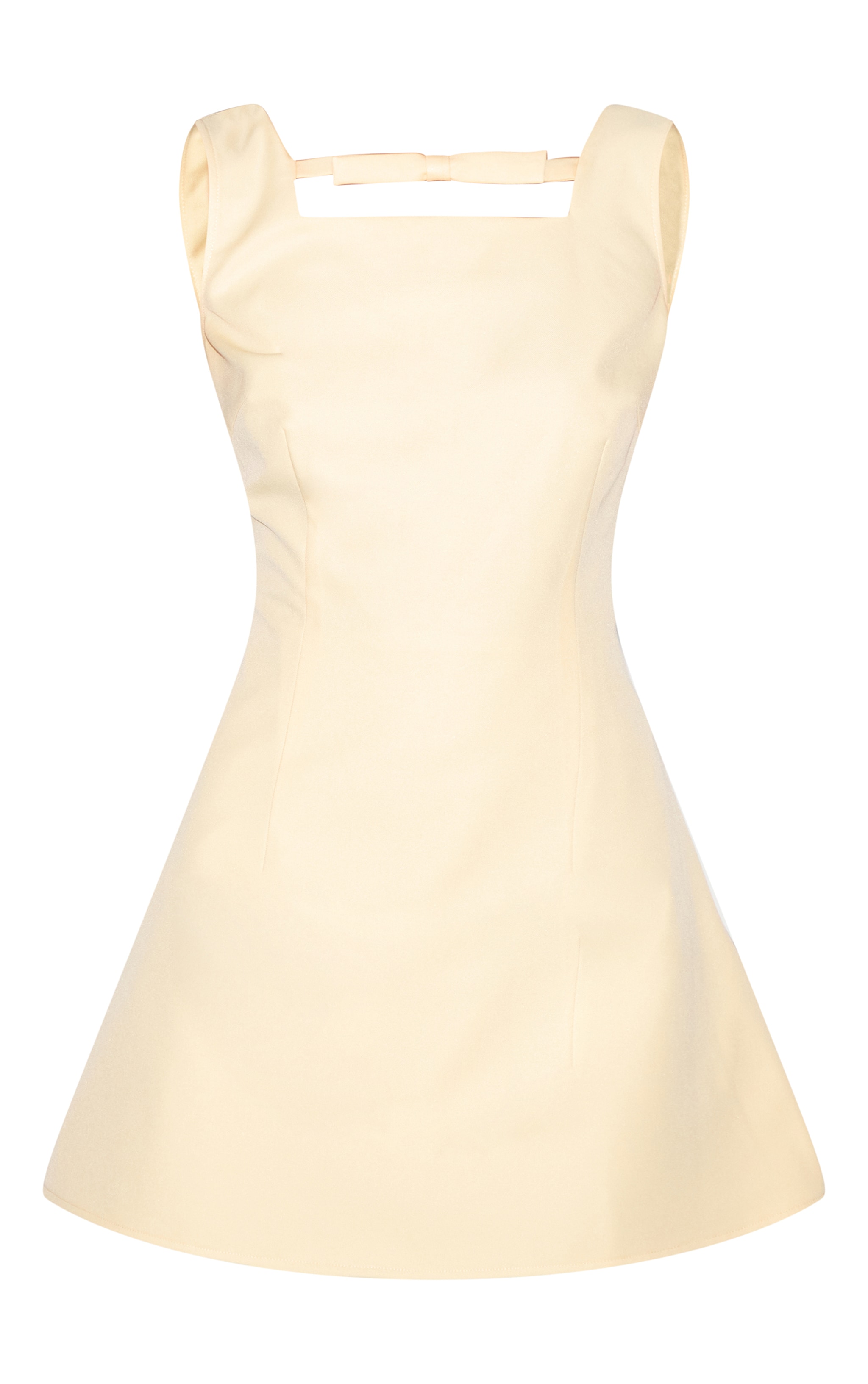 Robe trapèze en maille sergée jaune beurre à détail noeud image 5