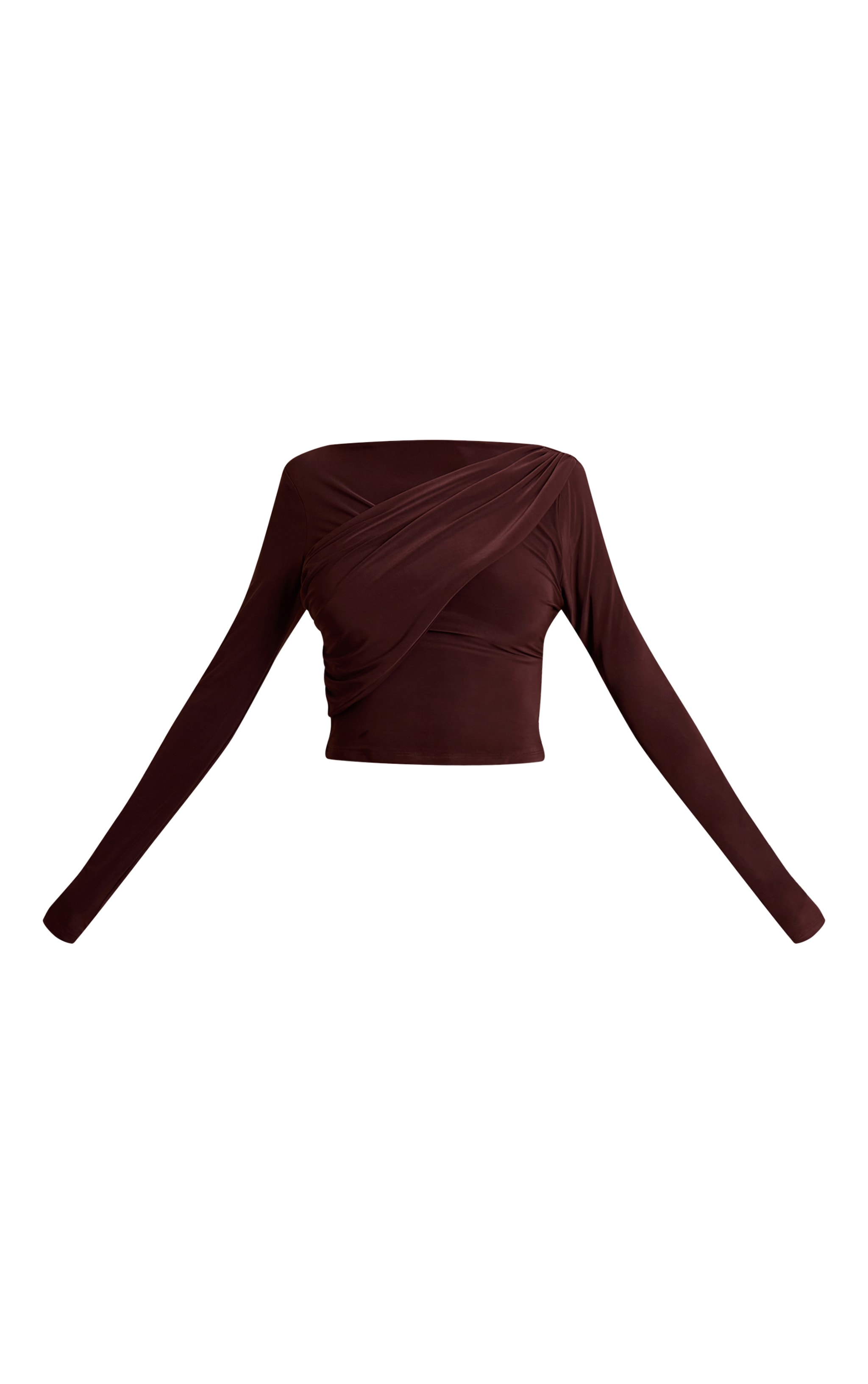 Chocolate Double Layer Slinky Drape Top image 5