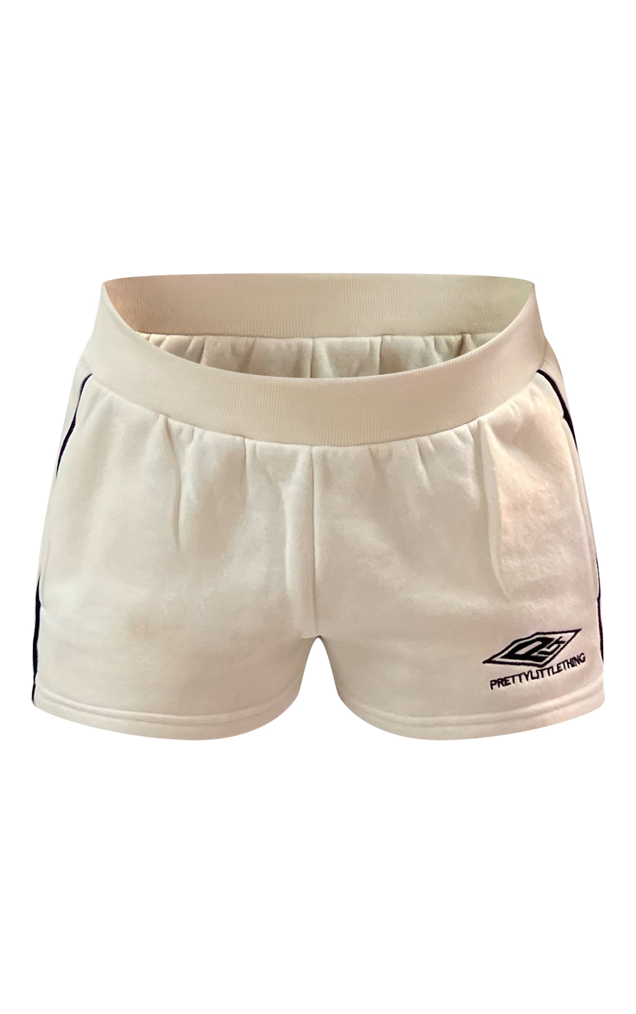PLT Cream Low Rise Contrast Binding Shorts | Athleisure