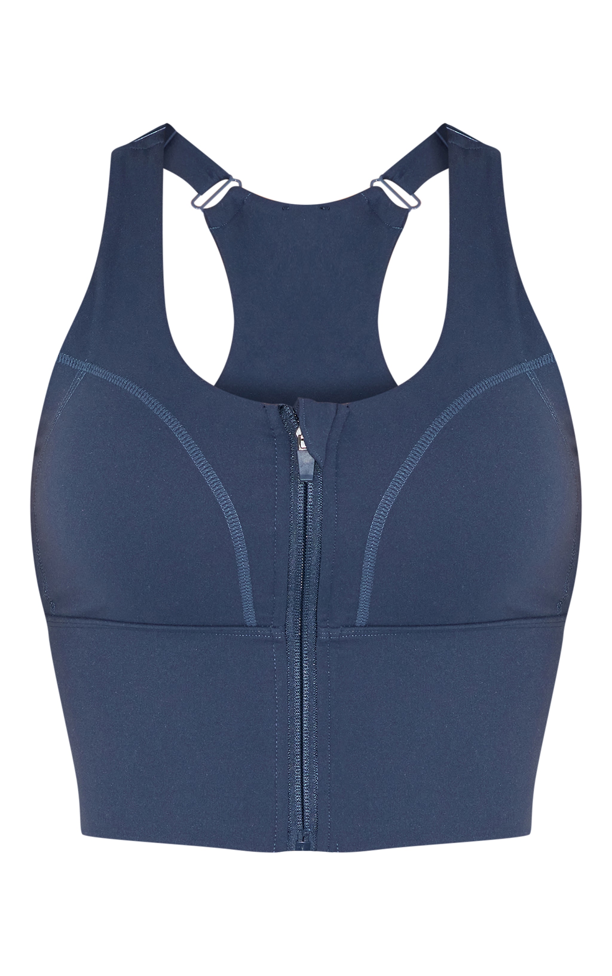 Shape Brassière de sport longue en Sculpt bleu marine à bonnets et zip image 5