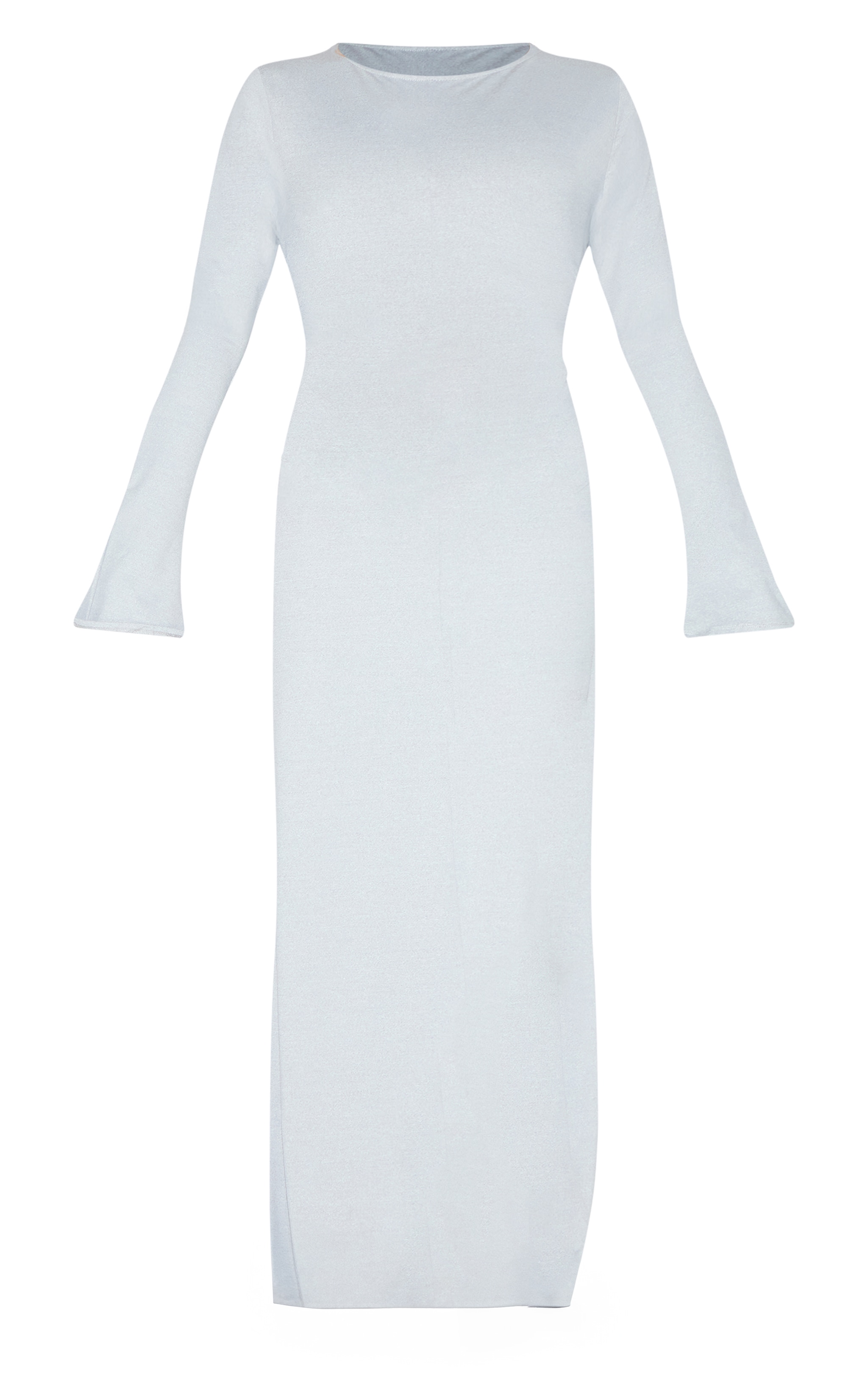Petite Ash Grey Slinky Seam Detail Flared Sleeve Maxi Dress image 5