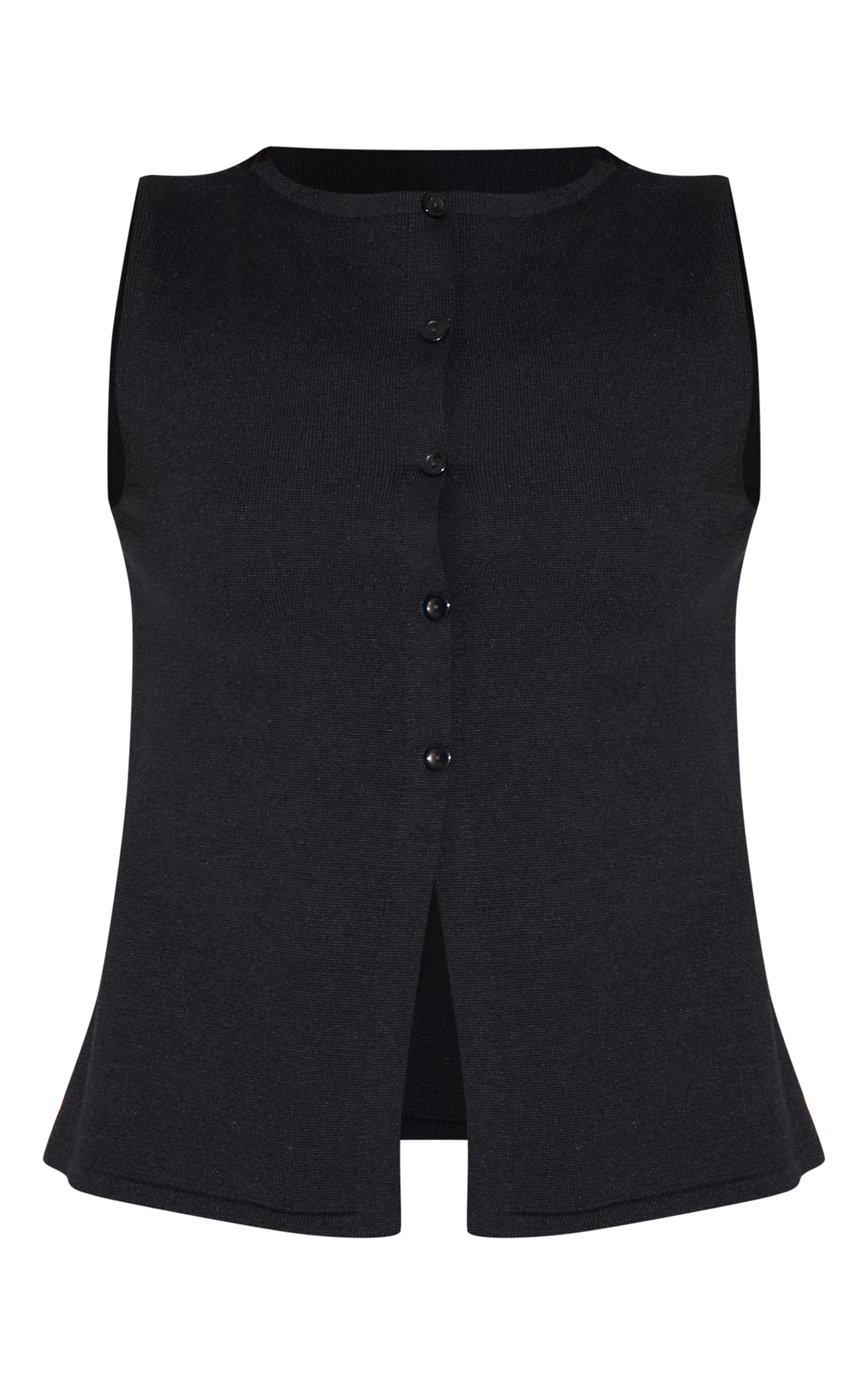 Tall Black Sleeveless Button Up Knitted Vest image 5