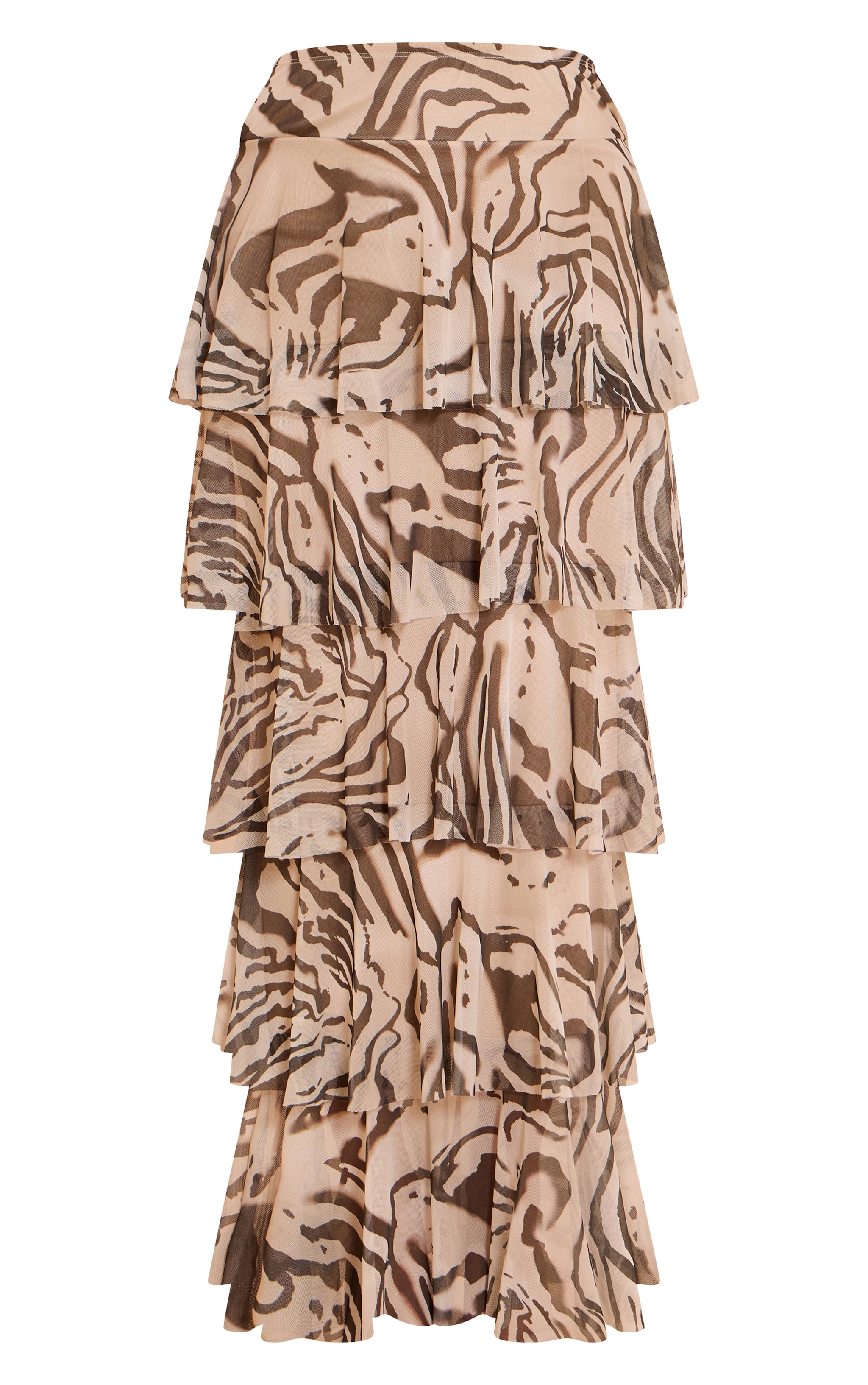 Cream Animal Print Mesh Rara Maxi Skirt image 5