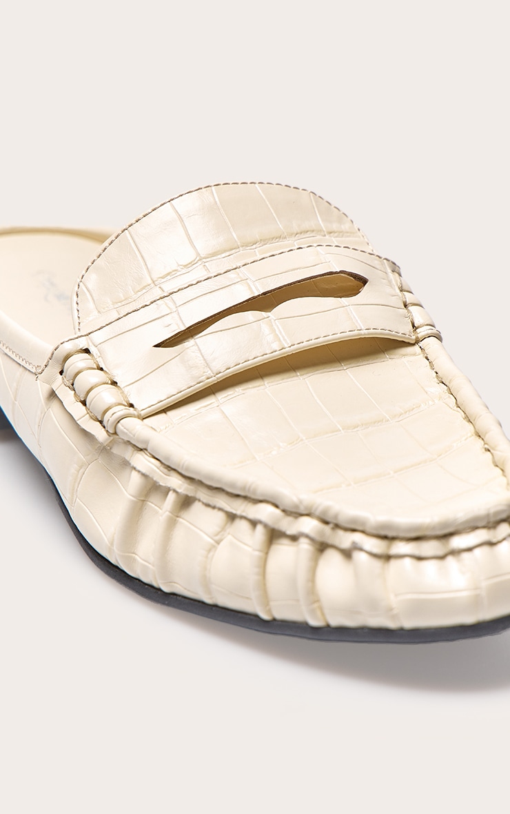 Cream Croc Loafer Mule image 5