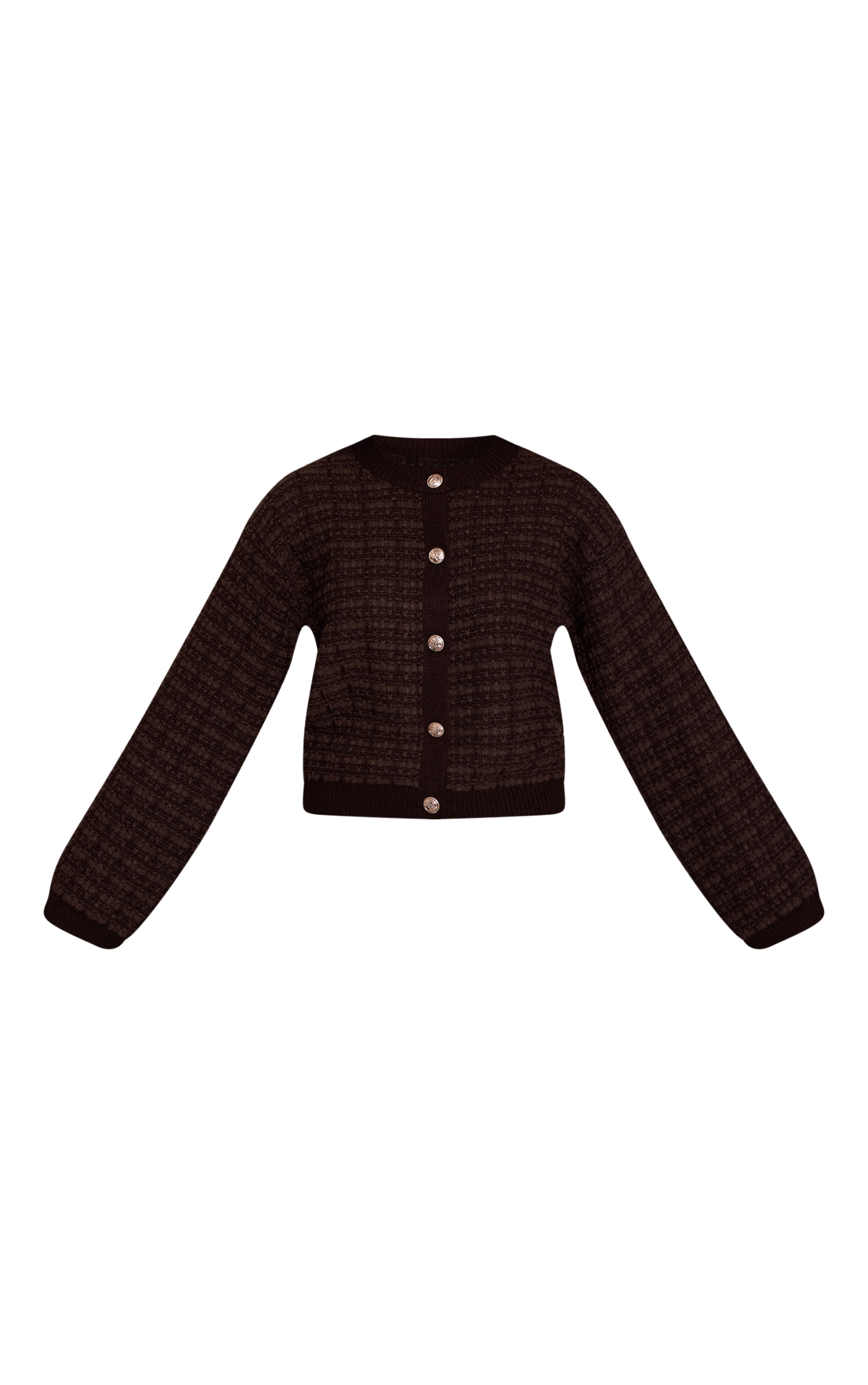 Chocolate Boucle Knitted Button Up Cardigan image 5
