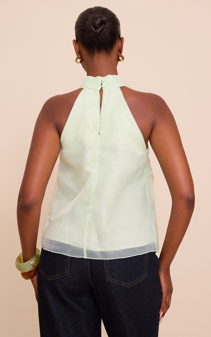 Mint Chiffon High Neck Sleeveless Cami Top image 2
