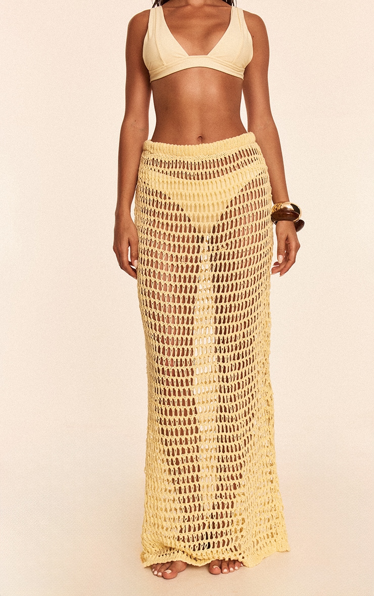 Butter Yellow Crochet Beach Maxi Skirt image 2