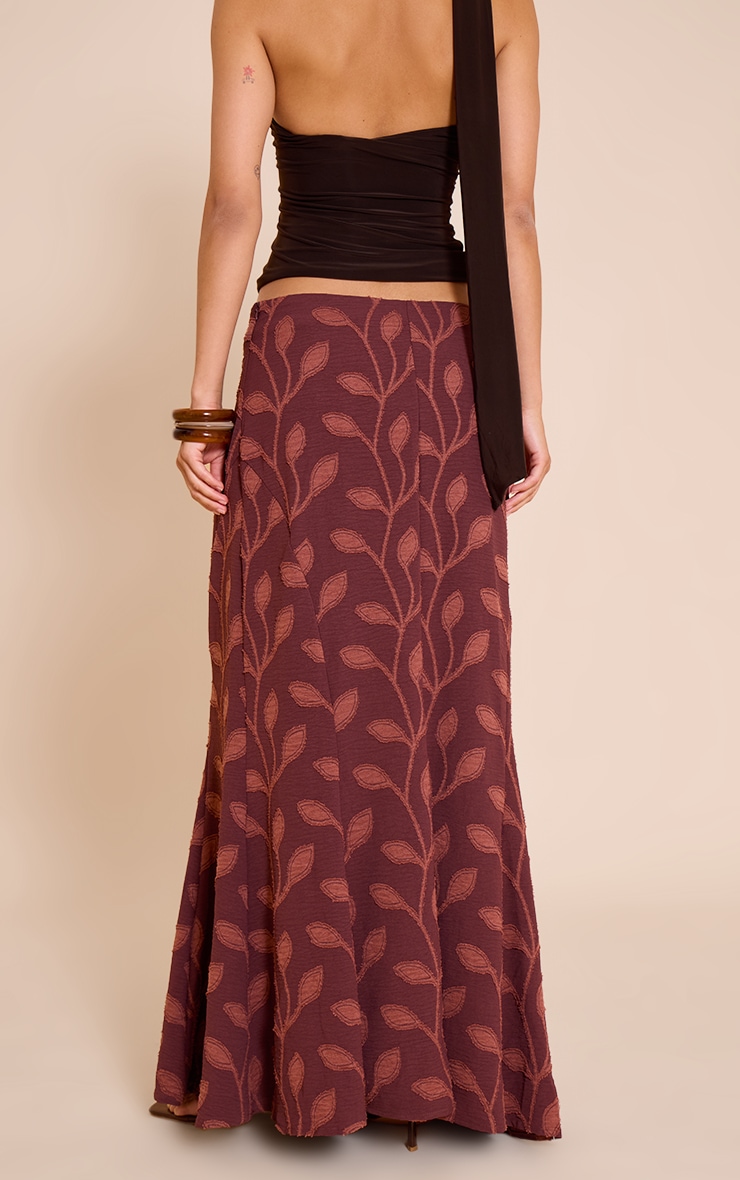 Chocolate Textured Woven Floaty Maxi Skirt image 3