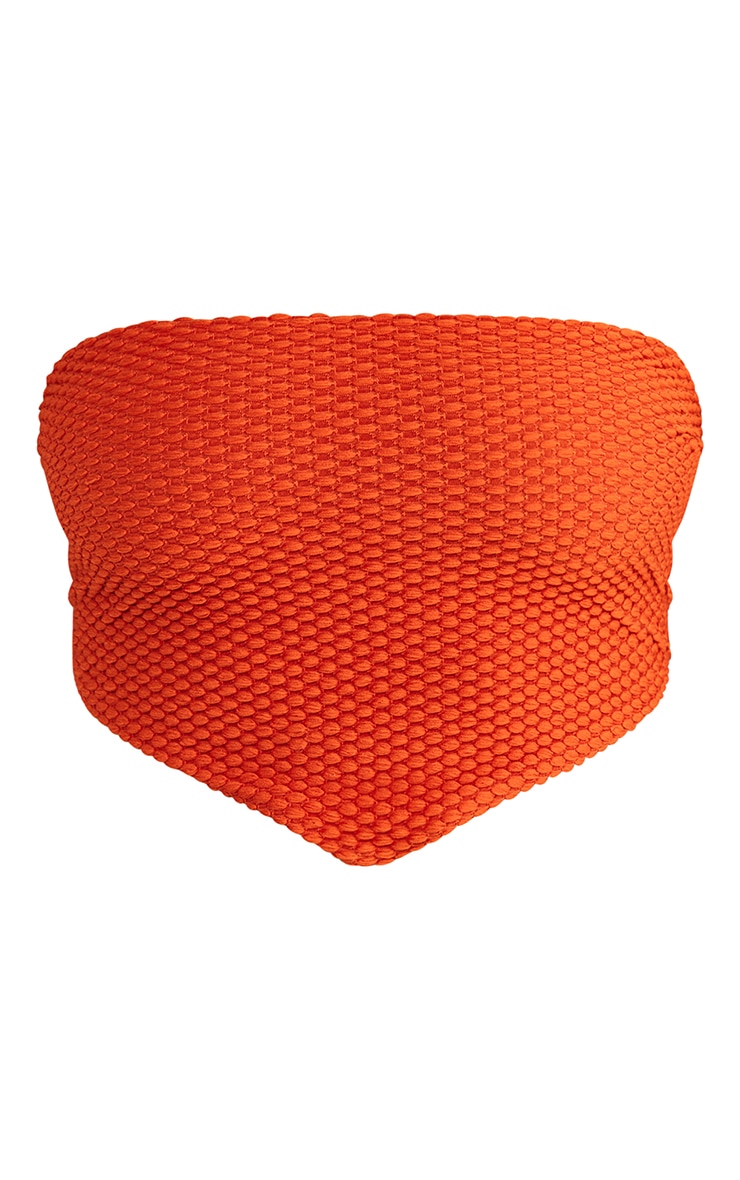 Haut de maillot de bain en maille gaufrée douce rouille à ourlet pointu image 5