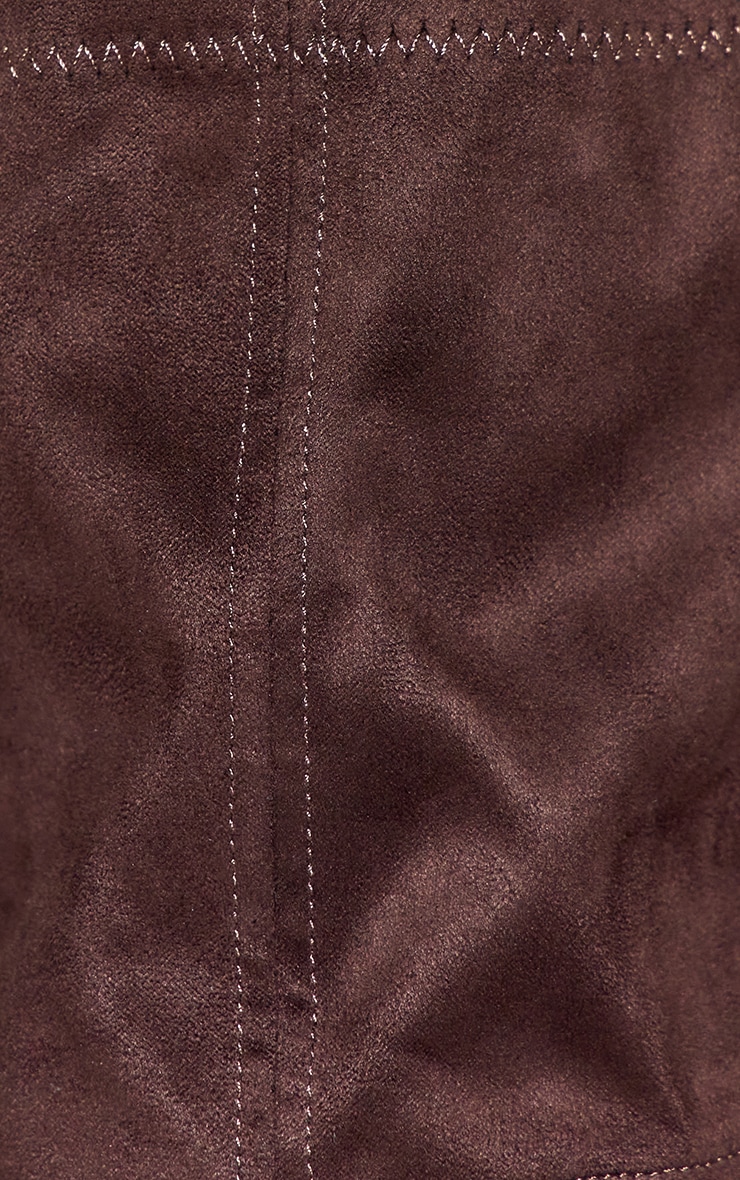 Bottes cavalières hautes rondes en suédine chocolat image 5