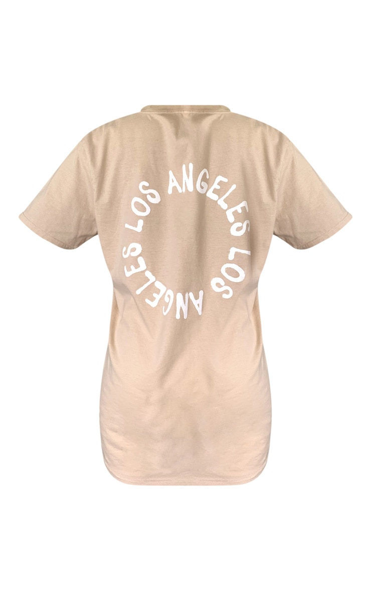 Tee-shirt oversize sable à slogan L.A. image 5