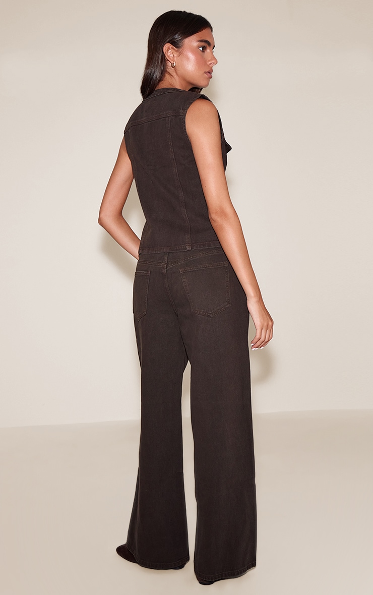 Dark Chocolate Mid Waist Wide Leg Jeans image 3