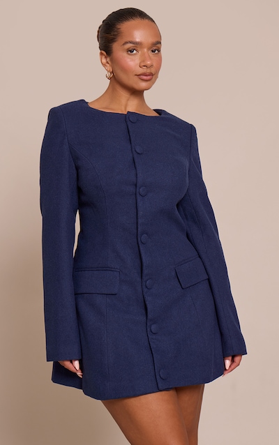 Shape Robe blazer en effet laine bleu marine à boutons devant